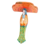 Multi Color Hand Embossed Peacock Bird Wooden Wall Shelf