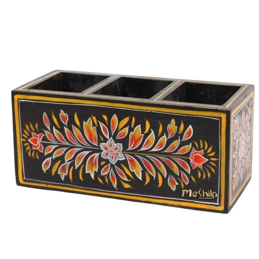 Untitled design (44) Mango Wood hand Painted Knifes/ Spoon Holder - Image 1