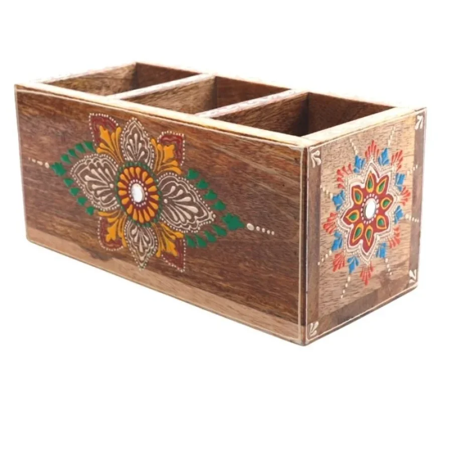 Untitled design (49) (1) Mango Wood hand Painted Knifes/ Spoon Holder - Image 1