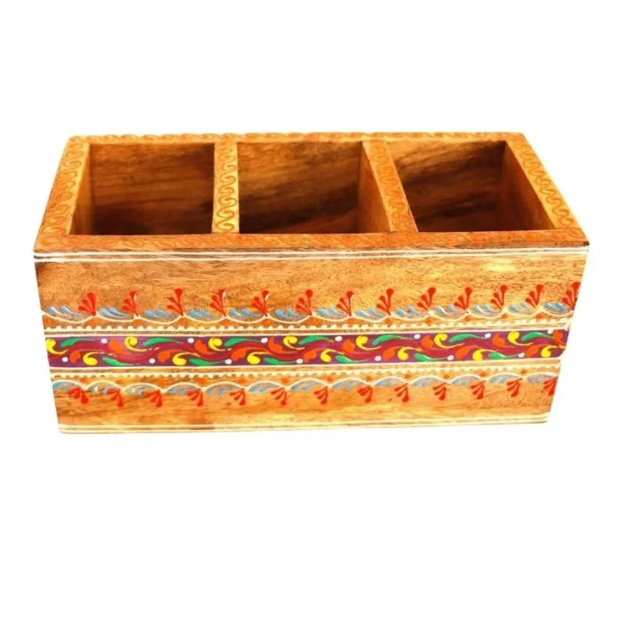 Untitled design (53) Mango Wood hand Painted Knifes/ Spoon Holder - Image 1