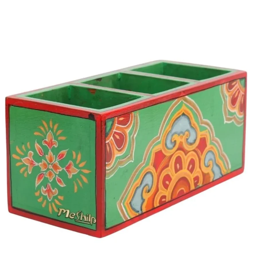 Untitled design (54) Mango Wood hand Painted Knifes/ Spoon Holder - Image 1