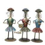 Iron Multi Color Decorative Leady Musician Show piece for home Decor, Set of 3